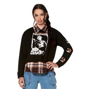 Michael Meyers/John Carter Halloween Plaid Crew Long Sleeve Shirt Sz. S/M